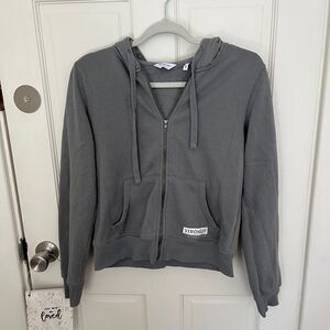 Peloton Stronger Together Original Zip Up Hoodie Size Small Grey and Peach